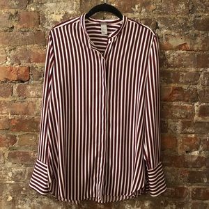 H&M Maroon & White silky button up